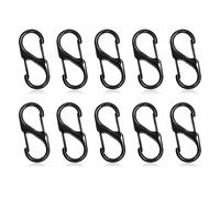 REBECASKYENS 25 PCS Black Aluminium S-Shape Non-Locking Carabiner Keychain Clip for Camping, Hiking, Backpacking, Sailing, Fishing