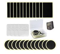REBECASKYENS 28 Pieces Bicycle Tire Repair Kit Glue-Free Self-Adhesive Patches Round And Square Bicycle Inner Tube Repair, Travel Fit For Road Bike And Mountain Bike Tires
