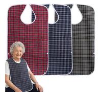 REBECASKYENS 3 Pack Adult Bibs, Adult Dining Bibs, Adult Elderly Bibs - Red, Green, Blue