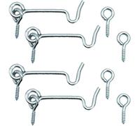 REBECASKYENS 4 Pack Silver 2 Inch J-Shape Modern Cabin Hook, Hook and Eye Latch, Heavy Duty Door Mount for Home, Office, Garden