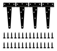 REBECASKYENS 4 Pcs 6 inch Black T-Strap Hinges, Gate Hinges, Shed Door Hinges, Metal, Powder Coated, Surface Mount, 7 Hole Design, 180 Degree Rotation, Easy Fit, Multi-Purpose