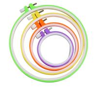 REBECASKYENS 4 Sizes Colorful Round Embroidery Hoops with Embroidery Needle, Plastic Circle Cross Stitch Hoop Rings for DIY Craft Sewing