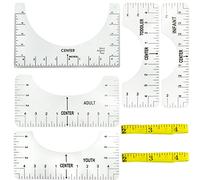 REBECASKYENS 5 Pcs T-Shirt Alignment Ruler Set with 2 Measure Tape, 5 Sizes, PVC Material, 25.2cm Length