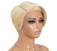Rebecca Fashion 613 Blonde Pixie Lace Front Wigs Human Hair Short Pixie Cut Wig Side Part HD Lace Pixie Cut Lace Wigs Human Hair Pixie Cut Wigs for Women