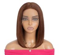 Rebecca Fashion Reddish Brown Bob Wig Human Hair T Part HD Straight Lace Front Wigs Human Hair 13x4.5X0.5 Pre Plucked HD Transparent Lace Wig Glueless Brazilian Virgin Wigs for Black Women 12 Inch