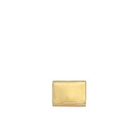 Rebecca Minkoff Compact Wallet for Women | Gold Genuine Leather Card Holder with Multiple Card Slots | Snap Closure and Bill Compartment