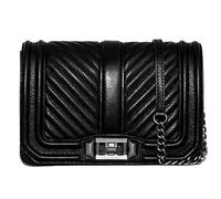 Rebecca Minkoff Women's Chevron Quilted Small Love Crossbody, Black/Silver