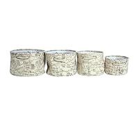 Rebecca Mobili Set of 4 Storage Basket Small Box Canvas Modern Laundry Organisation Home Bathroom (Cod. RE4753)