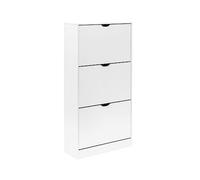 Rebecca Mobili Slim Shoe Cabinet, Shoe Rack Cabinet, MDF, White, 3 Doors, Space-Saving, For Boots Shoes, 12 Pairs - Measures HxWxD: 119 x 60 x 23 cm - Art. RE6831
