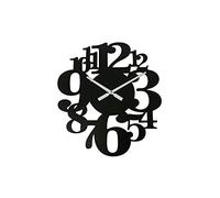 Rebecca Mobili Wall Clock, Decorative Clocks, Black, Mdf Wood, Contemporary Style, Analog, Living Room - Measurements: 55 x 50 x 4.5 cm (HxWxD) - Art. RE6571