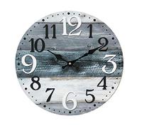 Rebecca Mobili Wall Clock, White Grey Blue, Mdf Wood, Vintage Style, Home Decor Kitchen Living - Dimension Ø 33,8 cm x P 4 cm - Art. RE6462