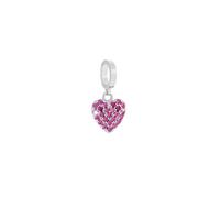 Rebecca Silver Pink Crystal Heart Charm - Silver