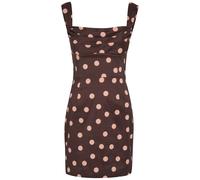 Rebecca Vallance Vivanne Polka-dot Slubbed-poplin Mini Dress - Brown - 10 (UK10 / S)