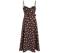 Rebecca Vallance Vivianne Polka-dot Slubbed-poplin Midi Dress - Brown - 10 (UK10 / S)