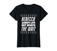 Rebecca Worth The Wait Funny Name Rebecca Saying Value Graphic T-Shirt, Women, Black, M