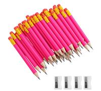 REBECCAHOWARD Pack of 48 Mini HB Wooden Pencils with Eraser and 4 Writing Knives, Ergonomic Pencil, Compact Small Pencils, Integrated Eraser, Short Wooden Pencils, for Golf Event