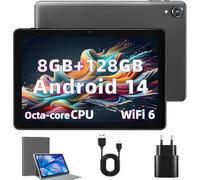 Rebecco Tablet 10 inch Android 14 Tablets, Octa Core 1280 * 800 IPS HD Display Android Tablet, 8GB RAM+128GB ROM(Expand to 1TB), Unisoc A523 CPU, 5G/2.4G WiFi, 5MP+8MP Camera