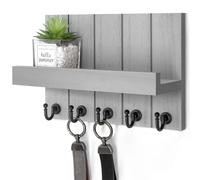 Rebee Vision Decorative Key and Mail Holder for Wall - Modern Key Hooks with Shelf and Mail Organizer Wall Mount for Frmhouse House Decor - Stylish Apartment Essentials (Gray, 3.54"D x 10"W x 7.28"H)