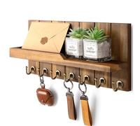 Rebee Vision Key Holder Wall Mount for Home Decor - Key Holder for Wall with Floating Shelf for Hanging Coats & Hats - to Elevate Farmhouse Decor (Acacia Wood, 3.54''×15''×7.28'')