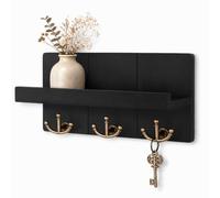 Rebee Vision Key Holder Wall Mount with 3 Hooks for Entryway, Modern Black