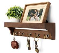 Rebee Vision Key Holder Wall Mount with 5 Hooks for Entryway, Retro Brown