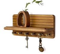 Rebee Vision Key Holder Wall Mount with 6 Hooks for Entryway, Light Brown