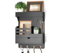 Rebee Vision Key Holder Wall Mount with Drawer for Home Decor, Black