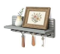 Rebee Vision Key Holder Wall Mount with Round Corner for Entryway, Gray