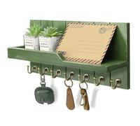 Rebee Vision Key Holder Wall Mount with Shelf &7 Hooks for Entryway, Green