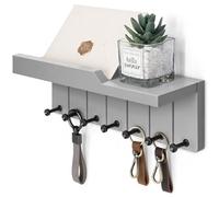 Rebee Vision Modern Key Holder Wall Mount - Decorative Key and Mail Holder for Wall with Shelf - Elevate Your Space with Chic Aesthetic Home Decor in Room Decor and Apartment Essentials (Light Gray)