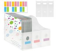 Rebehari 12"x12" Paper Storage Organizer, Vertical Scrapbook Paper Storage with 12 Pcs Sticky Index Tabs, 6 Pcs Foldable Scrapbook Paper Storage Organizer for Files, Cardstock, Magazines, Documents