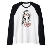 “Rebel Chic” Fashion Portrait Illustration Minimalist Style Raglan Baseball Tee
