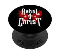 Rebel for Christ Jesus Cross Gothic Y2K Streetwear Punk PopSockets Adhesive PopGrip
