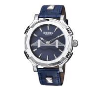 Rebel Men's Brooklyn Bridge Blue Dial Leather Watch in Black Rebel Black One Size