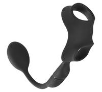 Rebel - Penis and Testicle Ring with Anal Vibrator (Black)