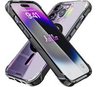 Rebel Phone Clear Case for iPhone 14 Pro [Crystal Series Gen-4] Non-Yellowing, Protective Shockproof Bumpers, Metal Buttons, 6.1 in 2023 Cover (Crystal Black)