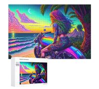 Rebel Ride by The Ocean Jigsaw Puzzles for Kids 1000 Pieces 3d Wooden Puzzle Decompression Game for Adults Women Girl Educational Game Toys （75×50cm）