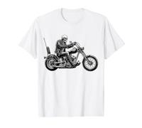 Rebel Rider Skeleton Chopper Bike Motorcycle Ghost Biker Value Graphic T-Shirt, Men, White, S