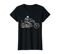 Rebel Rider Skeleton Chopper Bike Motorcycle Ghost Biker Value Graphic T-Shirt, Women, Black, S