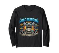 Rebel Road Rider Skull Biker Adventure Graphic Long Sleeve T-Shirt