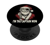 Rebel Santa Pirate Captain Grunge Christmas Woman Art PopSockets Adhesive PopGrip