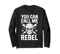 Rebel Skull Design with Lightning and Bandana Long Sleeve T-Shirt