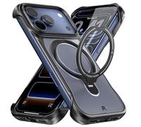 REBEL Translucent Clear Case for iPhone 17 Pro 6.3” [Frosted Flex Series] Exposed Sides for Comfort, Strong MagSafe Compatible, Built-In Metal Kickstand, Protective Upgraded Frameless Cover 2025 Phone