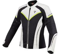 Rebelhorn Flux waterproof Ladies Motorcycle Textile Jacket, black-white-yellow, size 2XS for Women