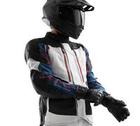 Rebelhorn Hardy 3.0 waterproof Ladies Motorcycle Textile Jacket, grey-red-blue, size XL for Women