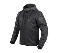 REBELHORN Impala Men's Motorcycle Jacket, Leather, Elbow and Shoulder Protectors, Removable Hood