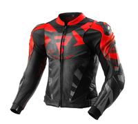 Rebelhorn Inferno Moto Motorcycle Motorbike Leather Jacket Black / Fluo Red