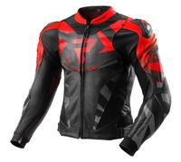 Rebelhorn Inferno Motorbike Motorcycle Leather Jacket - Black / Fluo Red
