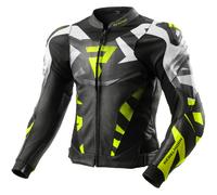 Rebelhorn Inferno Motorcycle Leather Jacket - Black / White / Fluo Yellow