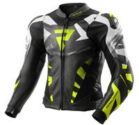 Rebelhorn Inferno Motorcycle Leather Jacket, black/white/yellow, size 52